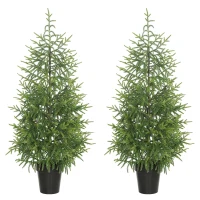 HOMCOM Set of 2 Artificial Christmas Tree, 4 ft Norflok Pine Xmas Tree with 133 Molded Tips and Pot Base, Easy Assembly, Green(m-11)