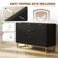 HOMCOM Sideboard Storage Cabinet with 3 Drawers, Adjustable Shelves and Doors, Kitchen Buffet Cabinet for Dining Room, Black(m-7)