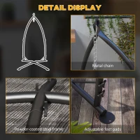 Outsunny Hammock Chair Stand, Hanging Heavy Duty Steel Frame Hammock Stand Only with Chain for Indoor & Outdoor Use, Black(m-7)