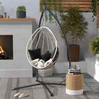 Outsunny Hammock Chair Stand, Hanging Heavy Duty Steel Frame Hammock Stand Only with Chain for Indoor & Outdoor Use, Black(m-8)