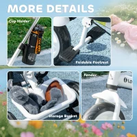 Qaba 6 in 1 Kids Tricycle with Removable Handlebar and Canopy, White(m-9)