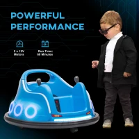 Qaba Angry Bird Licensed Electric Ride on Car, 12V Bumper Car for Kids w/ Dual Joysticks, 360 Degree Spin, Blue(m-7)