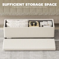 HOMCOM 47 Inches Storage Ottoman Bench, Foot Rest with Legs, End of Bed Bench, Corduroy Storage Chest for Living Room, Beige(m-5)