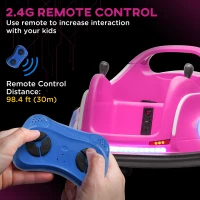 Qaba Angry Bird Licensed Electric Ride on Car, 12V Bumper Car for Kids w/ Dual Joysticks, 360 Degree Spin, Pink(m-4)