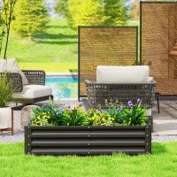 Outsunny Galvanized Raised Garden Bed, Outdoor Planter Box for Vegetables, Flowers, Herbs, 4' x 2' x 1', Black(m-9)