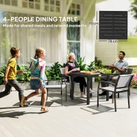 Outsunny Patio Dining Table for 4, Square Aluminum Outdoor Table for Garden Lawn Backyard, Black(m-9)