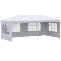 Outsunny Large 20' x 10' Gazebo Canopy Party Tent with 4 Removable Window Side Walls, Outdoor Events - White(m-1)