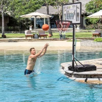 Soozier Portable Basketball Hoop System Stand Goal Pool Side with Height Adjustable 3FT-4FT, 32'' Backboard(m-1)