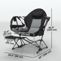 Outsunny Hammock Camping Chair Set of 2, Adjustable Back Folding Swinging Hammock Chair with Cup Holder and Padded Seat(m-3)