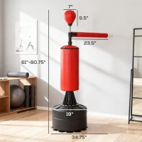 Soozier Boxing Bag, Freestanding Punching Bag with Speed Ball, Rotating Boxing Bar and Gloves, Weighted Base(m-3)