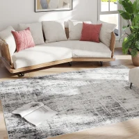 HOMCOM Area Rug for Living Room 6x9, Modern Abstract Machine Washable Rug, Non-Slip Carpet for Bedroom, Dining Room, Grey(m-13)