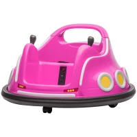 Qaba Angry Bird Licensed Electric Ride on Car, 12V Bumper Car for Kids w/ Dual Joysticks, 360 Degree Spin, Pink(m-2)