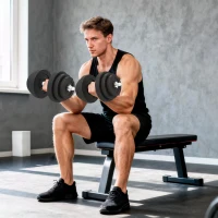 Soozier Adjustable 2 x 44lbs Weight Dumbbell Set for Weight Fitness Training Exercise Fitness Home Gym Equipment, Black (Pair)(m-8)