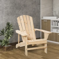 Outsunny Wood Adirondack Chair, Outdoor Patio Muskoka Chair with Slatted Design for Deck, Garden, Backyard, Fire Pit, Natural(m-10)