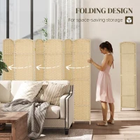HOMCOM Folding Room Divider Screen 6 Panel 5.6' Tall Privacy Screen Freestanding Room Partition for Home Office, Beige(m-5)