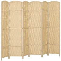 HOMCOM Folding Room Divider Screen 6 Panel 5.6' Tall Privacy Screen Freestanding Room Partition for Home Office, Beige(m-11)