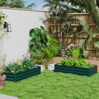 Outsunny 4' x 2' x 1' Raised Garden Bed, Set of 2 Galvanized Planter Box for Vegetables, Flowers, Herbs, Green(m-8)