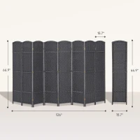 HOMCOM Folding Room Divider Screen 8 Panel 5.6' Tall Privacy Screen Freestanding Room Partition for Home Office, Charcoal Gray(m-3)