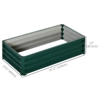 Outsunny 4' x 2' x 1' Raised Garden Bed, Set of 2 Galvanized Planter Box for Vegetables, Flowers, Herbs, Green(m-3)