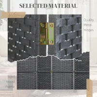 HOMCOM Folding Room Divider Screen 8 Panel 5.6' Tall Privacy Screen Freestanding Room Partition for Home Office, Charcoal Gray(m-6)