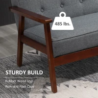 HOMCOM Modern Upholstered 2-Seat Loveseat Sofa with Linen-Touch Fabric and Rubberwood Legs, Grey(m-5)