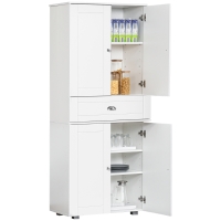 HOMCOM 72" Freestanding Kitchen Pantry Cabinet, Tall Storage Cabinet with 4 Doors, Drawer and Adjustable Shelves for Dining Room, White
