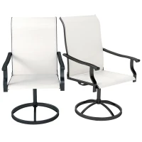 Outsunny Patio Swivel Chairs Set of 2, High Back Patio Dining Chairs with All-Weather Mesh for Backyard, Lawn, Garden, Cream(m-1)