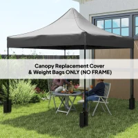 Outsunny 10' x 10' Replacement Canopy Top for Pop Up Canopy Tent with 4 Sand Bags, UPF50+ Protection, Dark Gray(m-2)