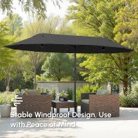 Outsunny 15ft Double-sided Outdoor Sun Umbrella with Twin Canopy, Outdoor Parasol with Crank for Pool, Deck, Black(m-8)