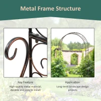 Outsunny 7.5ft Garden Metal Arch Outdoor Walkway Arbor for Decorative Climbing Vine Plants Party Wedding Ceremony Decoration Accessories Black(m-5)