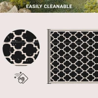 Outsunny Reversible Outdoor RV Rug, 9' x 18' Patio Floor Mat, Plastic Straw Rug for Backyard, Deck, Picnic, Beach, Camping, Black and Beige(m-8)