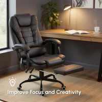 Vinsetto 7-Point Vibrating Massage Chair, Reclining Office Chair with Footrest, Reclining Back, Adjustable Height, Brown(m-8)