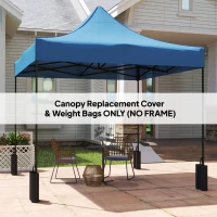 Outsunny 10' x 10' Replacement Canopy Top for Pop Up Canopy Tent with 4 Sand Bags, UPF50+ Protection, Navy Blue(m-7)