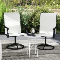 Outsunny Patio Swivel Chairs Set of 2, High Back Patio Dining Chairs with All-Weather Mesh for Backyard, Lawn, Garden, Cream(m-9)