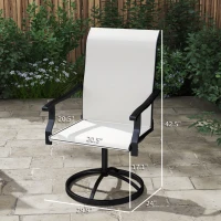 Outsunny Patio Swivel Chairs Set of 2, High Back Patio Dining Chairs with All-Weather Mesh for Backyard, Lawn, Garden, Cream(m-3)