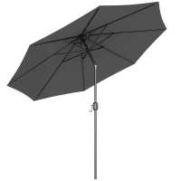Outsunny 10' x 8' Round Market Umbrella, Patio Umbrella with Crank Handle and Tilt, Outdoor Parasol for Garden, Bench, Lawn, Grey(m-2)