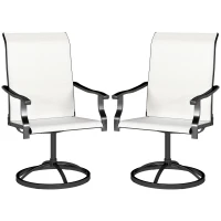 Outsunny Patio Swivel Chairs Set of 2, High Back Patio Dining Chairs with All-Weather Mesh for Backyard, Lawn, Garden, Cream(m-11)