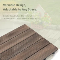 Outsunny 27 Pcs Wood Interlocking Deck Tiles, 12 x 12in Outdoor Flooring Tiles for Indoor and Outdoor Use, Tools Free Assembly, Black(m-6)