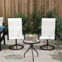 Outsunny Patio Swivel Chairs Set of 2, High Back Patio Dining Chairs with All-Weather Mesh for Backyard, Lawn, Garden, Cream(m-8)