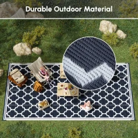 Outsunny Reversible Outdoor RV Rug, 9' x 18' Patio Floor Mat, Plastic Straw Rug for Backyard, Deck, Picnic, Beach, Camping, Dark Blue and White(m-8)