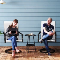 Outsunny Patio Swivel Chairs Set of 2, High Back Patio Dining Chairs with All-Weather Mesh for Backyard, Lawn, Garden, Cream(m-2)