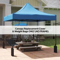 Outsunny 10' x 10' Replacement Canopy Top for Pop Up Canopy Tent with 4 Sand Bags, UPF50+ Protection, Navy Blue(m-8)
