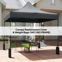 Outsunny 10' x 10' Replacement Canopy Top for Pop Up Canopy Tent with 4 Sand Bags, UPF50+ Protection, Dark Gray(m-7)