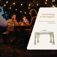 Outsunny 10' x 10' Patio Gazebo Outdoor Pavilion 2 Tire Roof Canopy Shelter Garden Event Party Tent Yard Sun Shade Steel Frame w/ Mosquito Netting Cream White(m-8)
