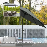 Outsunny 10' x 8' Round Market Umbrella, Patio Umbrella with Crank Handle and Tilt, Outdoor Parasol for Garden, Bench, Lawn, Grey(m-7)