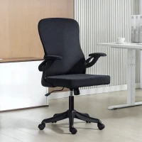 HOMCOM Ergonomic Office Chair, Swivel Desk Chair with Adjustable Lumbar Support and Height, Flip-up Armrests, Wheels, Black(m-8)