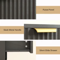 HOMCOM Floating Nightstands, Wall Mounted Bedside Tables Set of 2 with Drawer and Open Shelf, Black(m-7)