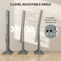 HOMCOM Free Standing Armoire Organizer, Lighted Mirrored Jewelry Cabinet w/ Angle Adjustable & 16 LED Lights, Grey(m-6)