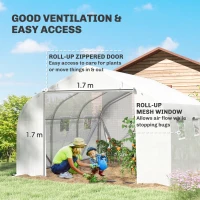 Outsunny 15'x10'x7' Greenhouse Gardening Planting Shed White(m-6)