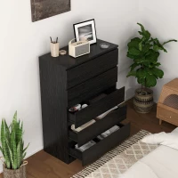 HOMCOM Dresser for Bedroom with 5 Drawers, Modern Chest of Drawers for Living Room, Closet, Hallway, Black(m-9)
